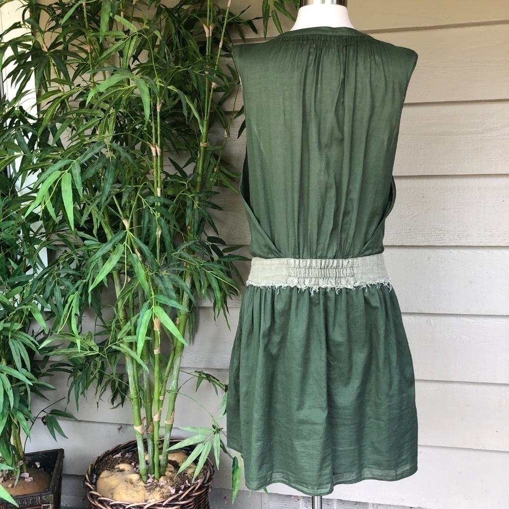 Lux Olive Green V-Neck Dress - Picture 3 of 6